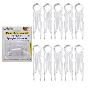Imagem de Good Hair Days Grampos de cabelo - plástico, grampos de cabelo em forma de U, pinos fortes e duráveis para cabelos finos, grossos e longos, acessórios para penteados, conjunto de 10 (cristal)