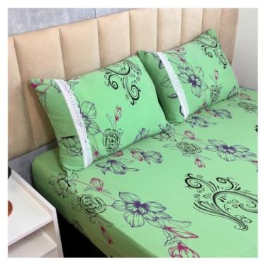 Imagem de Jogo de Lençol de Malha Casal 3 peças Estampado 100% Algodão Elástico Fronha c/Zíper(Modelo - 18)