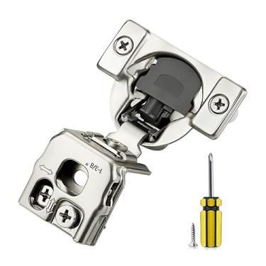 Imagem de Ravinte Pacote com 10 5 pares de dobradiças sobrepostas de armário de cozinha dobradiças macias de armário de cozinha dobradiças de porta ocultas para armário de cozinha dobradiças ajustáveis de aço