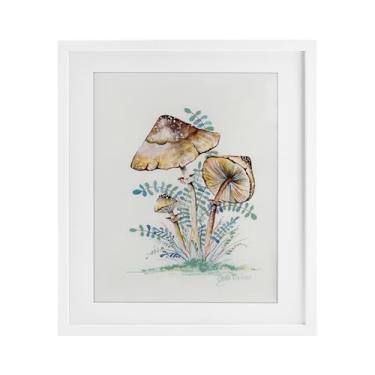 Imagem de Stupell Industries Impressão emoldurada trio de cogumelos da floresta natural sob vidro, design por Cady Driver, 40,6 x 33,5 cm