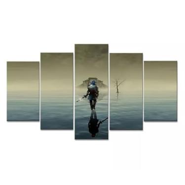 Imagem de Kit quadro decorativo 5 peças 95x60cm Samurai