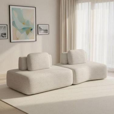 Imagem de Sofá 2 Lugares Orgânico Com Módulo Central E 1 Canto Berlim Bouclê Cin