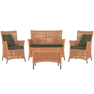 Imagem de Jogo Sofá 2 Poltronas E Mesa Igapó Marrom E13 Trama Original Terra Cota