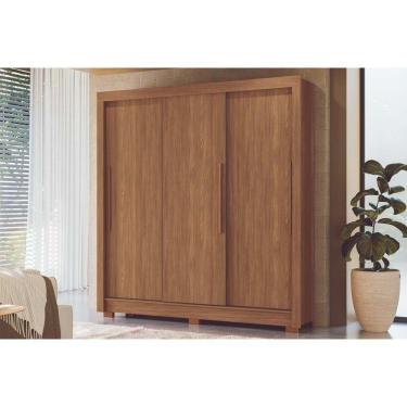 Imagem de Guarda Roupa Casal 3 Portas De Correr E 2 Gavetas C/ Pés Maringá Jatobá - Santos Andirá