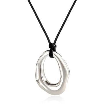 Imagem de YANCHUN Colar Boho feminino com pingente de ouro grosso, cordão de couro, bijuteria, presentes de férias ocidentais, acessórios de moda, Large, Sem Pedra Preciosa