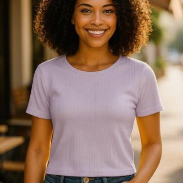 Imagem de Blusa Canelada com Decote Redondo e Manga Curta Habana-Feminino