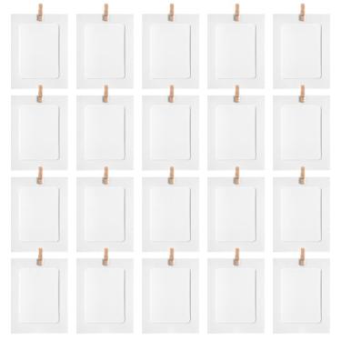 Imagem de LXUEJIE 20 molduras de papel para fotos, suportes brancos de 10 x 15 cm, banner para exibição de fotos, molduras de papelão com cordão e clipes para decoração de casa, escritório, casamento e festa