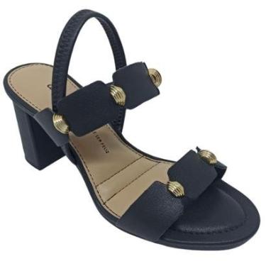 Imagem de Sandália Dakota Feminina Casual com Enfeite Dourado Salto 7,5cm-Feminino