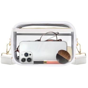 Imagem de Aodotx Bolsa transparente aprovada para estádios, bolsas transversais transparentes para shows, esportes, festivais, Branco, Small