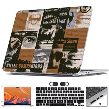 Imagem de Seanai Compatível com MacBook Air 13,6 polegadas Capa M4 A3240 M3 A3113 M2 A2681 2025 2024 2023 2022 versão com Touch ID, capa rígida de plástico com padrão impresso resistente a arranhões, jornal sem