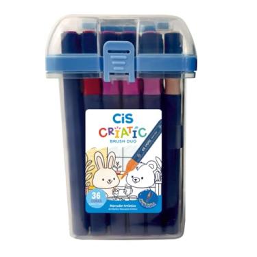 Imagem de Marcador CIS Criatic Brush Duo – Estojo com 36 Cores | Ponta Dupla (Chanfrada e Pincel) | Tinta à Base de Álcool para Colorir, Ilustração e Arte