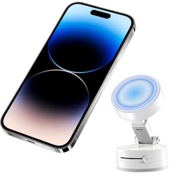 Imagem de Sandfren Suporte magnético para celular de carro com sucção a vácuo, suporte giratório dobrável para smartphone para veículos para superfície lisa do para-brisa, suporte automotivo ajustável para