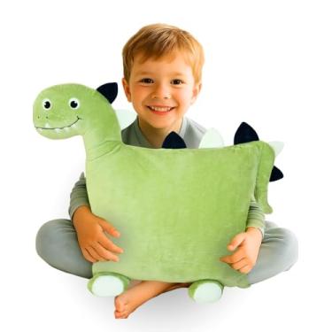 Imagem de LUNAMIRA Travesseiro infantil Dino – Almofada macia de animais pequenos de pelúcia para crianças