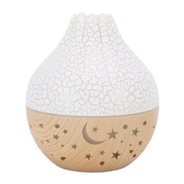 Imagem de GLOGLOW Umidificador Difusor de Aromaterapia, Névoa Fria Ultrassônica Com Design de Grãos de Madeira, Desligamento Automático, Luzes de 7 Cores, Temporizador para Casa, (Grão de madeira leve branco