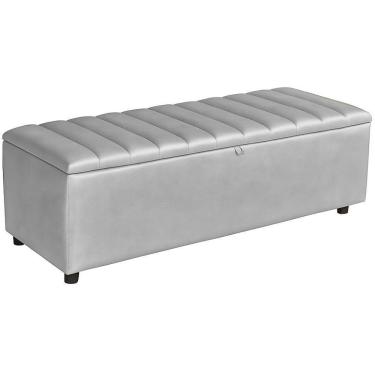 Imagem de Baú Recamier Paris Couro Cinza 160 Cm