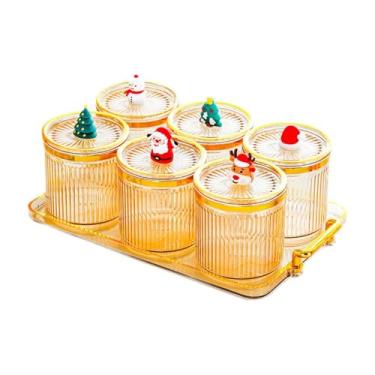 Imagem de Fenteer Bandeja para frutas secas com tampa, potes de especiarias para cozinha, elegante peça central, bandeja decorativa para aperitivos, prato para lanches, 6 Grades