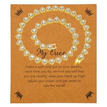 Imagem de Corrente de tênis com coração cintilante para mulheres, elegante, zircônia cúbica, joia ajustável com acabamento banhado a ródio, presente perfeito para dia dos namorados, presentes românticos de