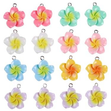 Imagem de ARTISAMILY 70 peças, colar de flores, pingentes, brincos, pingentes de 7 cores, chaveiro, pulseira, pingentes, adorável, enfeite de pendurar, pingente de resina de 20 mm para fazer joias, artesanato
