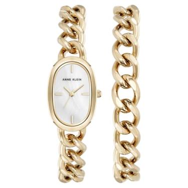 Imagem de Anne Klein Conjunto de relógio feminino com pulseira de corrente