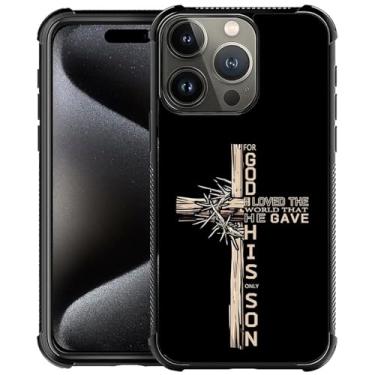 Imagem de OKBUOK Capa para iPhone 16 Pro, capa protetora à prova de choque com estampa fina bíblia cruz de madeira