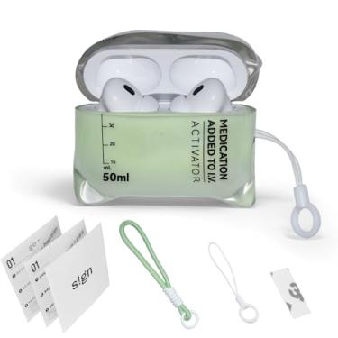 Imagem de ZZTLHDS Capa para AirPods compatível com Music Drip, compatível com AirPods Pro 1/2 e AirPods 4rd, capa protetora antiqueda de silicone líquido com cordão (AirPods 4 - verde fluorescente)