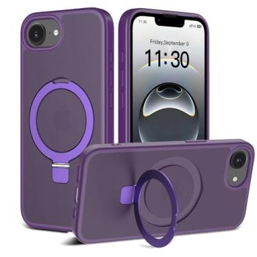 Imagem de ULXITEYU Capa magnética para iPhone 16E, 6,1 polegadas, compatível com MagSafe, suporte robusto, proteção de nível militar não amarelada, roxo fosco