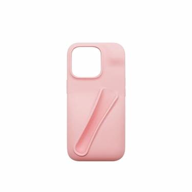 Imagem de Jtsery Capa com suporte de brilho labial para iPhone 16 Pro, capa de brilho labial batom elegante silicone engraçado mulheres meninas capa para iPhone 16 Pro 6,3 polegadas 2024 (rosa)