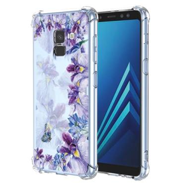 Imagem de WEIOUHR Capa para Galaxy A8 2018 Samsung A8 2018 design de impressão de íris TPU macio transparente, resistente a choques e arranhões, para Samsung Galaxy A8 2018 (roxo íris)