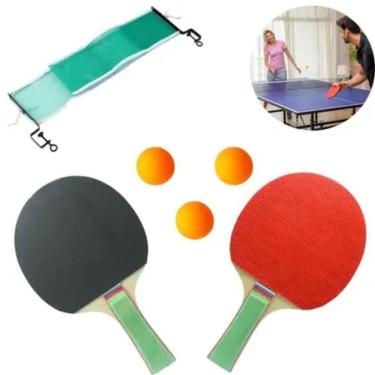 Imagem de Jogo De Ping Pong 2 Raquetes Com Rede E Tres Bolinhas Para Iniciantes