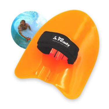 Imagem de HandPlane Body Surfing Be Ready - Pranchinha de Mão Deslize Rápido, Alça Regulável, Verão e Praia - Fibra/Nylon Super Resistente, Alça Neoprene (Laranja, Média)