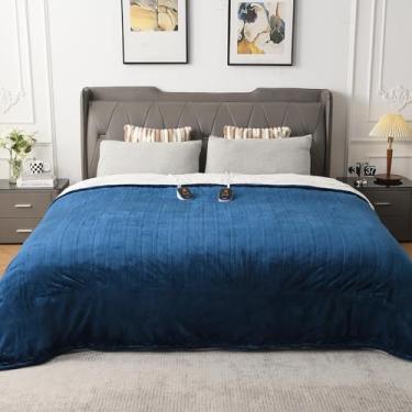 Imagem de WOOMER Cobertor elétrico aquecido, tamanho Queen, cobertor macio de flanela de aquecimento rápido com opção de várias cores, 213 x 228 cm, 10 níveis de aquecimento e desligamento automático de 0,5 a