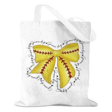Imagem de Sacola de lona para presentes de softball, acessórios de softball, presente de aniversário de formatura de dia de jogo para mulheres, meninas, equipe esportiva, professora, treinadora, compras de