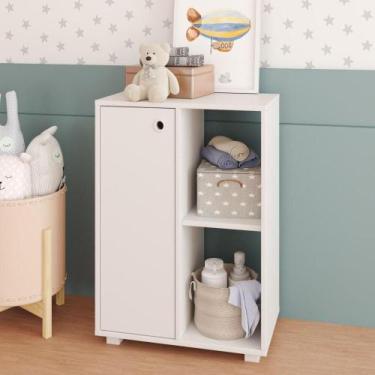 Imagem de Organizador com Armário Infantil 1 Porta e 2 Nichos - Branco - BRV Móv