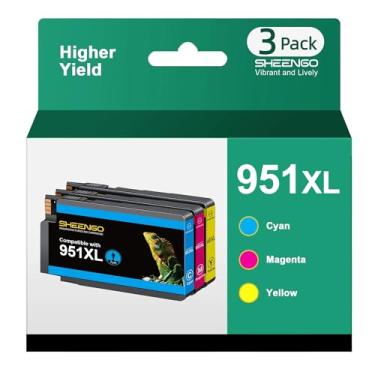 Imagem de Pacote combo de cartuchos de tinta 951XL compatíveis com cartuchos de tinta HP 951 951XL para impressoras HP para uso com OfficeJet Pro 8600 8620 8610 8615 8100 8630 8660 276DW 251DW (pacote com 3