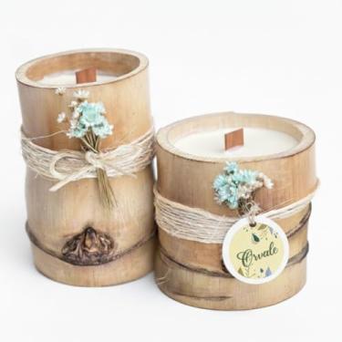 Imagem de Vela Aromática Bambu Natural Cera de Coco 150g ou 200g com Pavio de Madeira (150g, Cascas e Folhas)