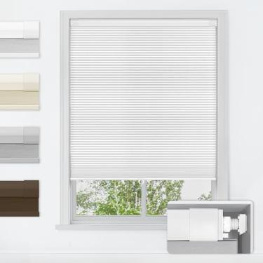Imagem de LazBlinds Persianas celulares sem fio, sem ferramentas, bloqueio de luz blackout para casa, persianas de isolamento térmico para janelas, 52 cm L x 182 cm A, branco