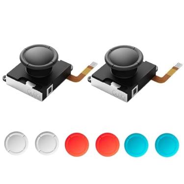 Imagem de WeChip for GuliKit TMR Switch Joystick Replacement, No Drift, High Precision, 2Pcs TMR Electromagnetic Joycon Joystick Without Repair Kit, 4 Colors Thumbstick Caps, Compatible with Switch/OLED/Lite