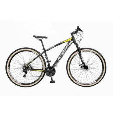 Imagem de Bicicleta Aro 29 MTB KSW XLT100 18v Freios Hidráulicos e K7,15,Preto Amarelo Cinza