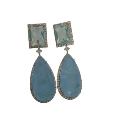 Imagem de Brinco Fusion Serenity em Banho de Ouro 18k, Azul com Mini Zircônias