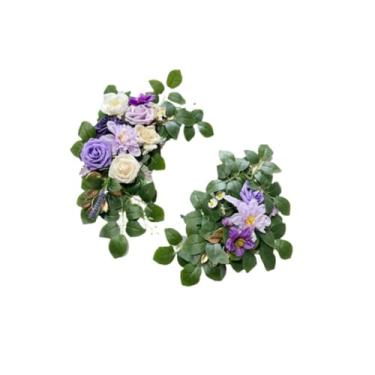 Imagem de shamjina 2x Conjunto de flores em arco de casamento, arranjo de flores, simulação de peça central, flores artificiais, encosto de cadeira, flores para janela,
