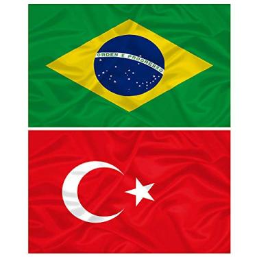 Imagem de Bandeira da Turquia + do Brasil 145cm x 90cm da Marca Minha Bandeira - Dupla Face