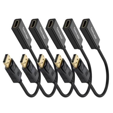 Imagem de DoroJepi Adaptador de porta de exibição 4K para HDMI, pacote com 5, adaptador unidirecional DP para HDMI (DisplayPort 1.2 para HDMI 1.4) conversor macho para fêmea compatível com laptop/PC/AMD/NVIDIA