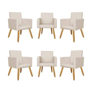 Imagem de Kit 6 Poltronas Recepção Courino Bege
