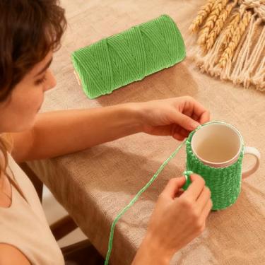 Imagem de Fio de algodão, corda artesanal macia para macramé, projetos de bricolage e muito mais, perfeita para pendurar na parede e decoração de casa