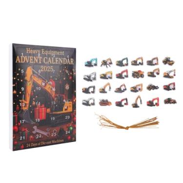 Imagem de AUNMAS Calendário de Contagem Regressiva de Natal, Caixa Cega de Contagem Regressiva de 24 Dias Com Ornamentos de Escavadeira de Acrílico para Abrir Cada Dia, Caixa de Presente de