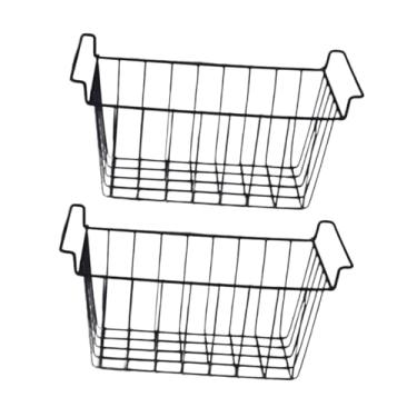 Imagem de Bothyi 2x Organizador de Freezer Bin Freezer Despensa Organização Metal Wire Cesta de Armazenamento para Prateleiras Armário Armário Casa, 48.5x24.5x20cm