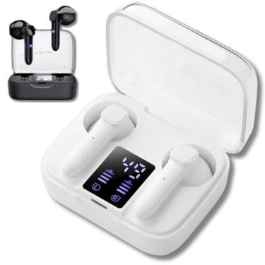 Imagem de Fone de Ouvido Sem Fio Bluetooth 5.3 com Microfone e botão Touch Multifunção para Trabalho, Lazer, Corrida e Esportes. Sem Borrachinha, compatível com Android e IOS - Premium (Branco)