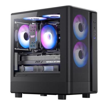 Imagem de darkFlash Capa para PC Micro ATX, capa para computador com 3 ventiladores PWM ARGB pré-instalados, visualização completa, vidro temperado duplo MATX, porta tipo C, suporta até 240 mm AIO (DB330 MESH