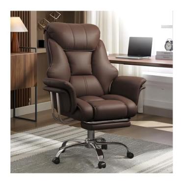 Imagem de HGTRH Cadeira de escritório com apoio para os pés e suporte de lombar na cintura, cadeira ergonômica para jogos com rotação de 360°, altura ajustável, encosto alto, couro PU, reclinável, 150 kg, para