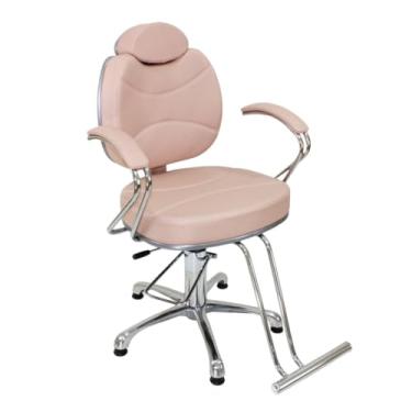 Imagem de Cadeira de Barbeiro Reclinável Profissional Giratória com Base Hidráulica – Salão e Barbearia (ROSE)